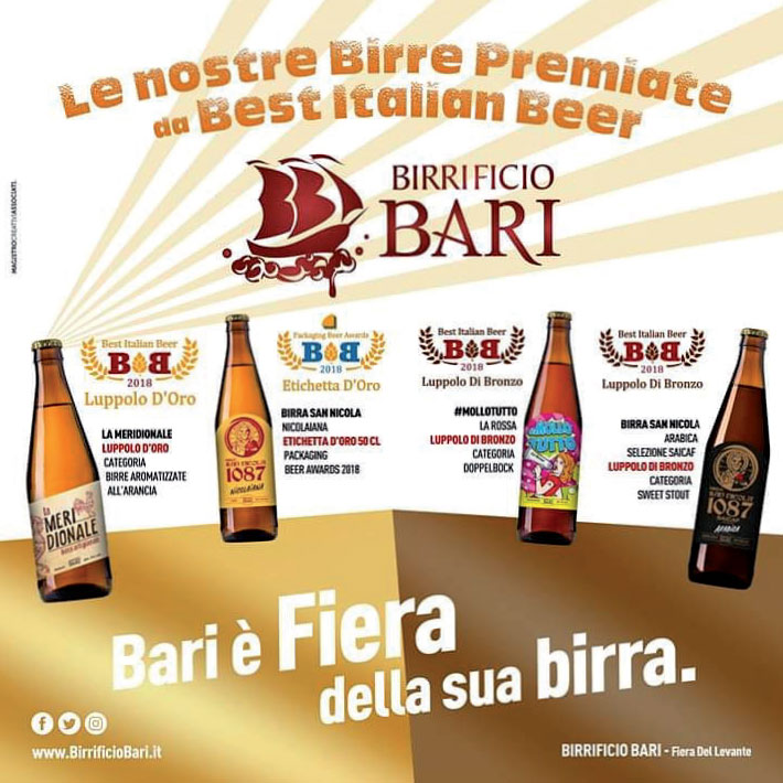 Il nostro cliente, BIRRIFICIO BARI, ha ricevuto un prestigioso riconoscimento
: dall'organizzazione BEST ITALIAN BEER, che premia le migliori birre italiane.